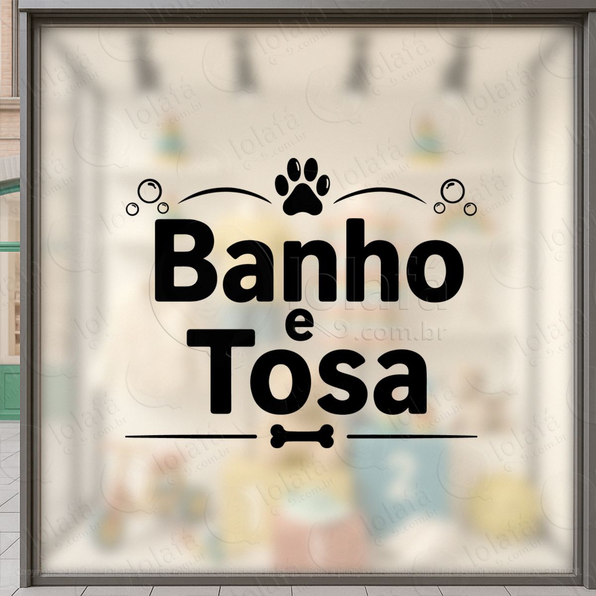 banho e tosa vitrine adesivos para pet shop mod:1022