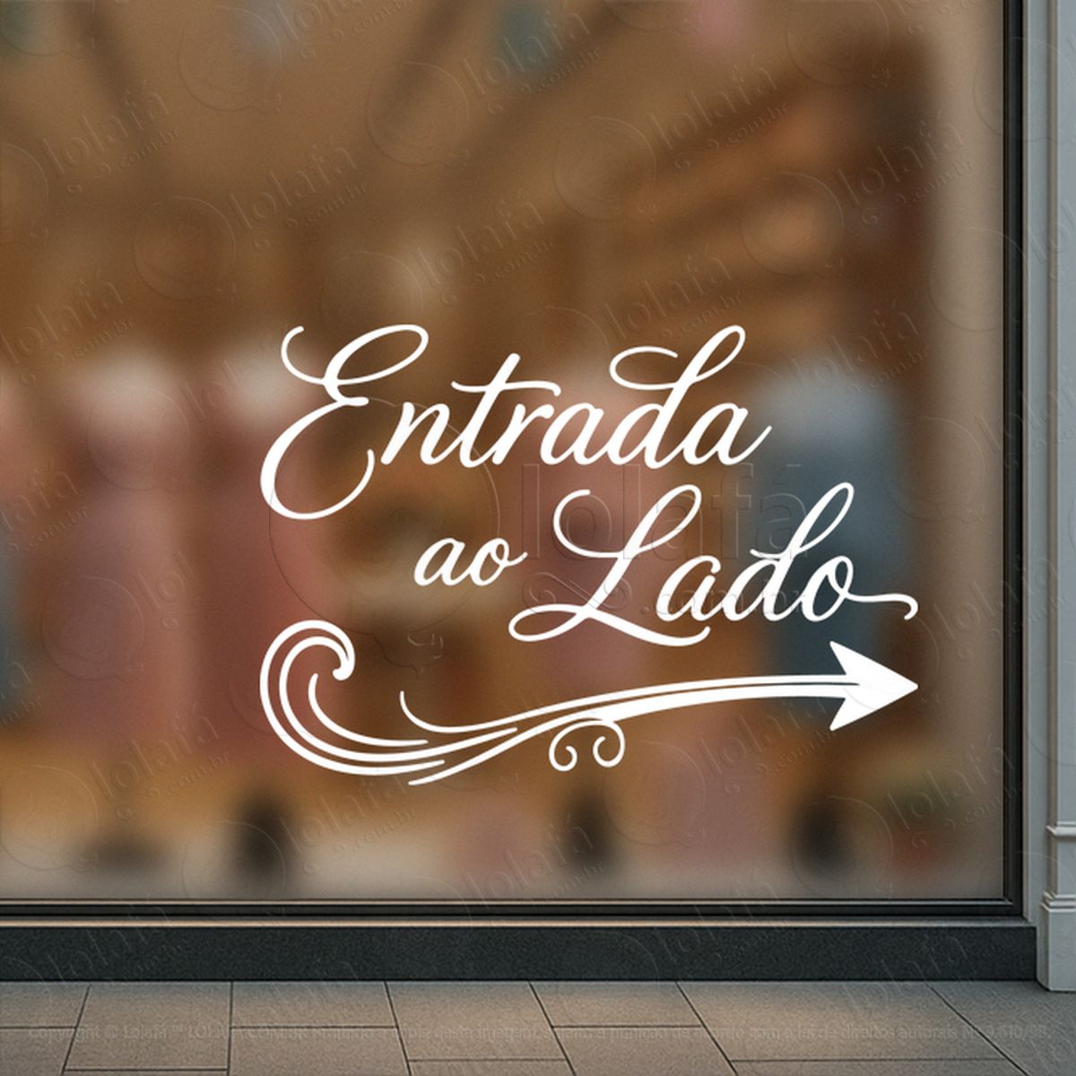 aviso de entrada ao lado adesivos para vitrine mod:1025