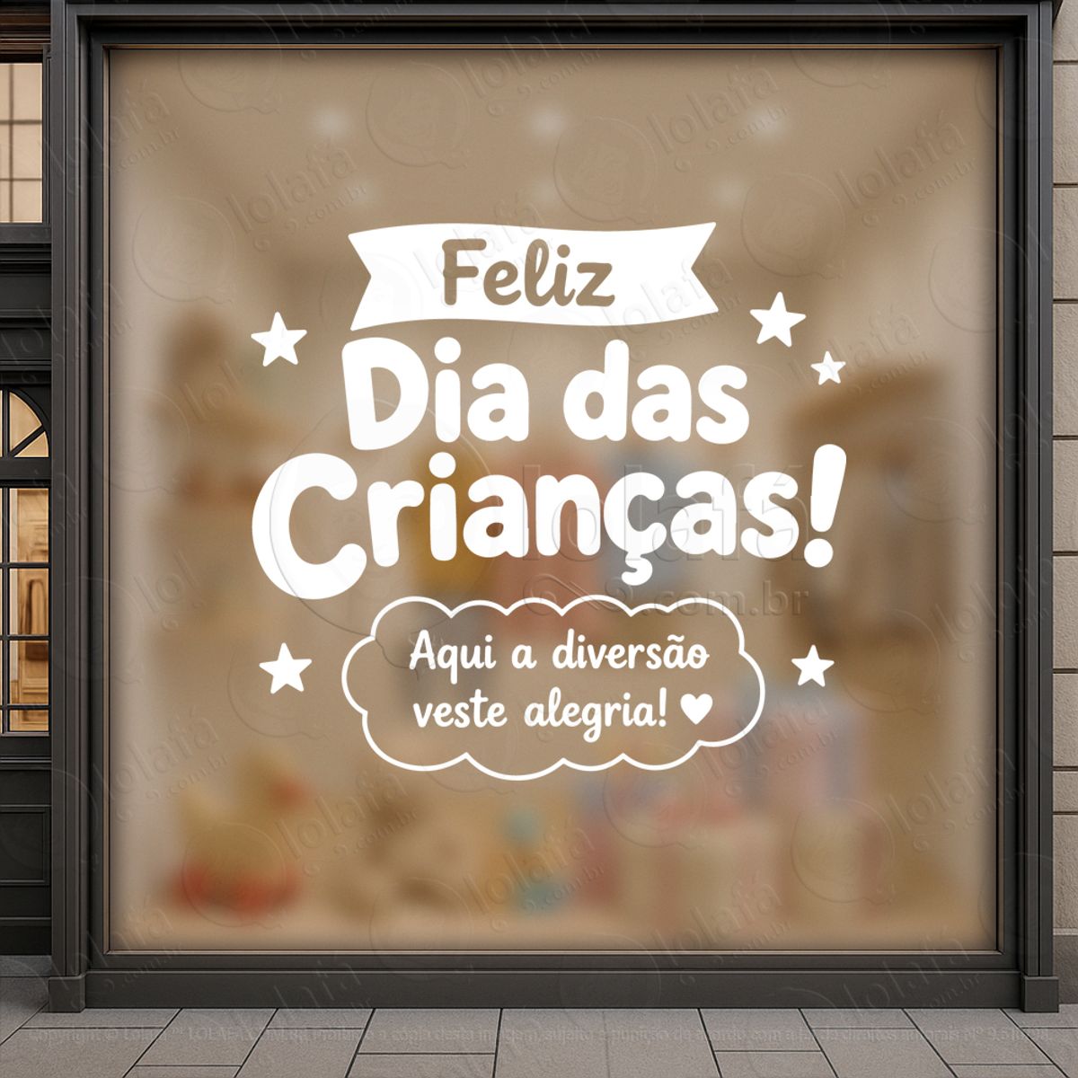feliz dia das crianças decoração loja adesivos para vitrine dia das crianças mod:1057