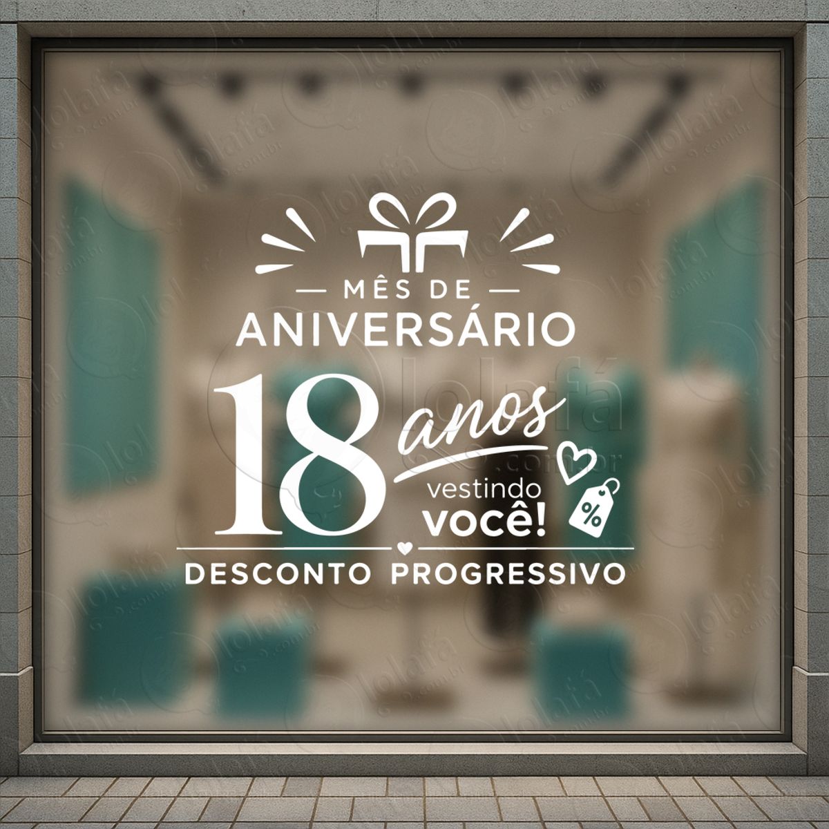 mês de aniversário desconto progressivo adesivos para vitrine mod:1066