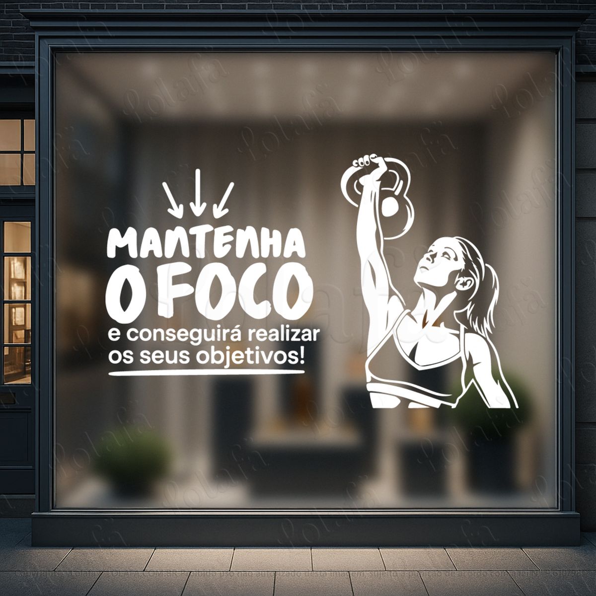 mantenha o foco adesivos para vitrine academia mod:1081