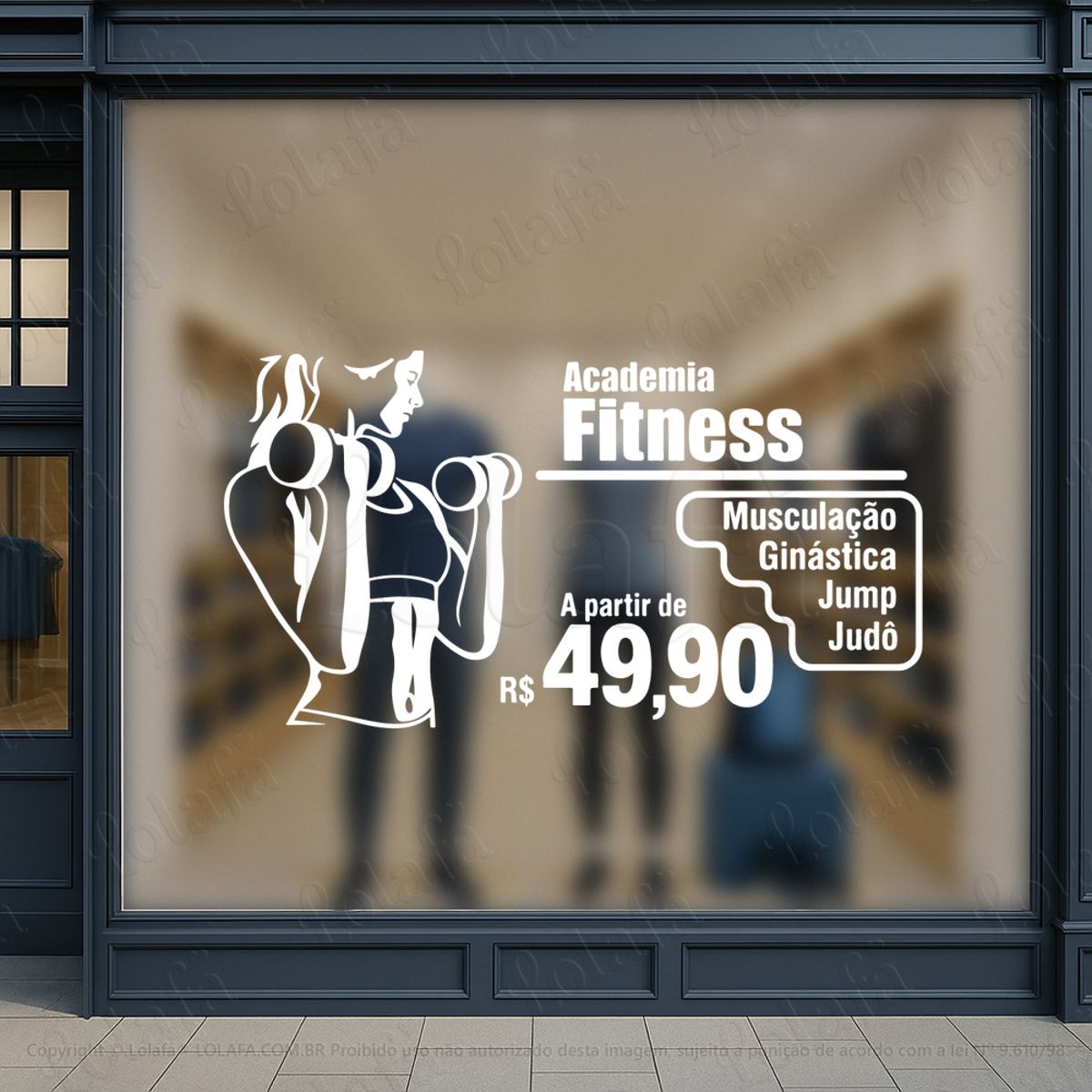 fitness adesivos para vitrine academia mod:1084