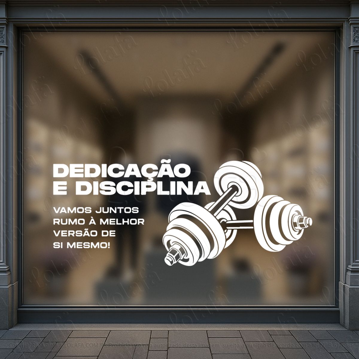 dedicação e disciplina adesivos para vitrine academia mod:1085