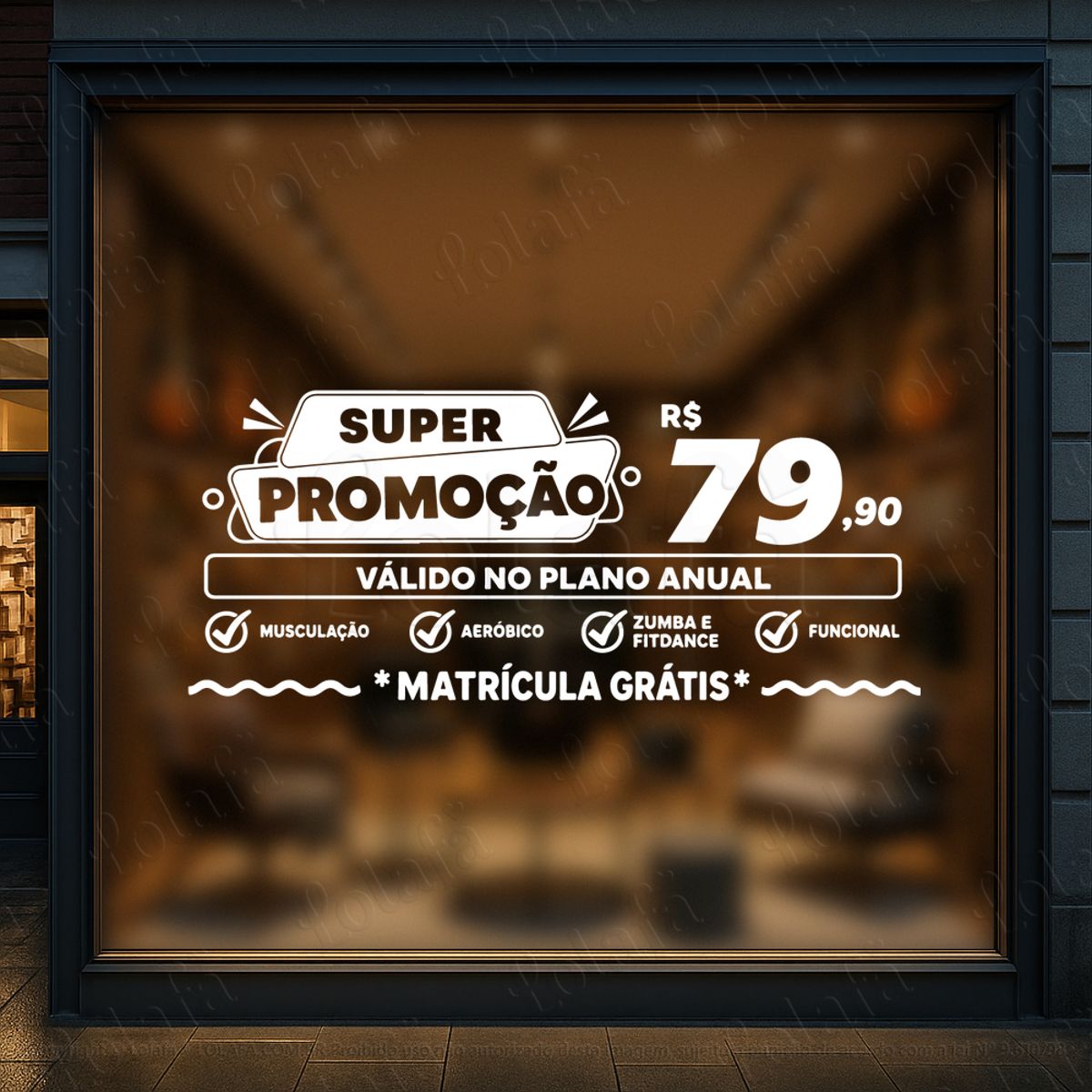plano anual promoção adesivos para vitrine academia mod:1088
