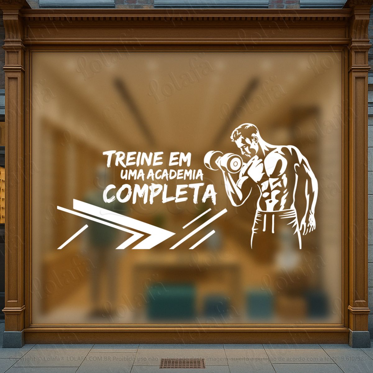 treine em uma academia completa adesivos para vitrine academia mod:1089