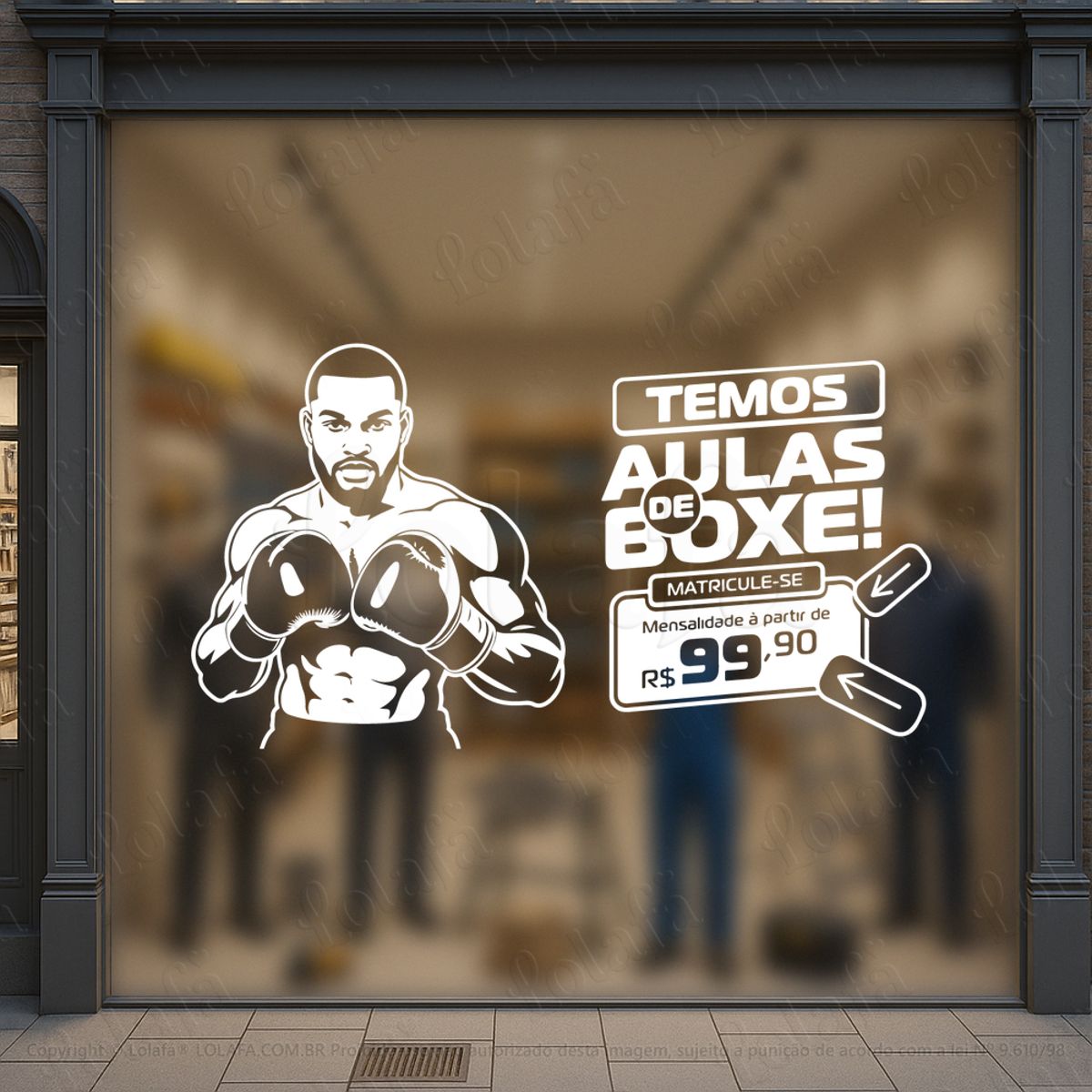 aulas de box adesivos para vitrine academia mod:1096
