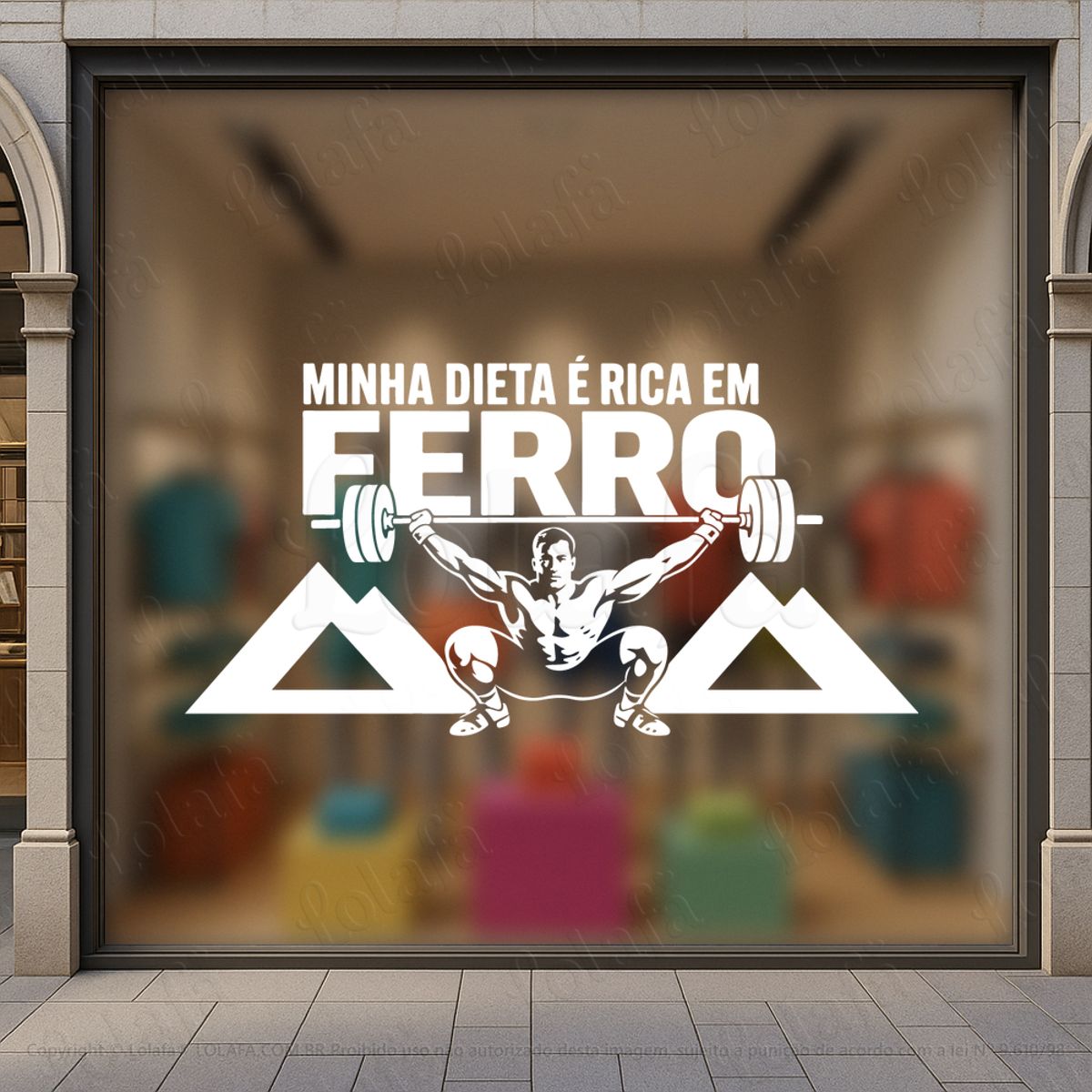 frase dieta rica em ferro adesivos para vitrine academia mod:1100