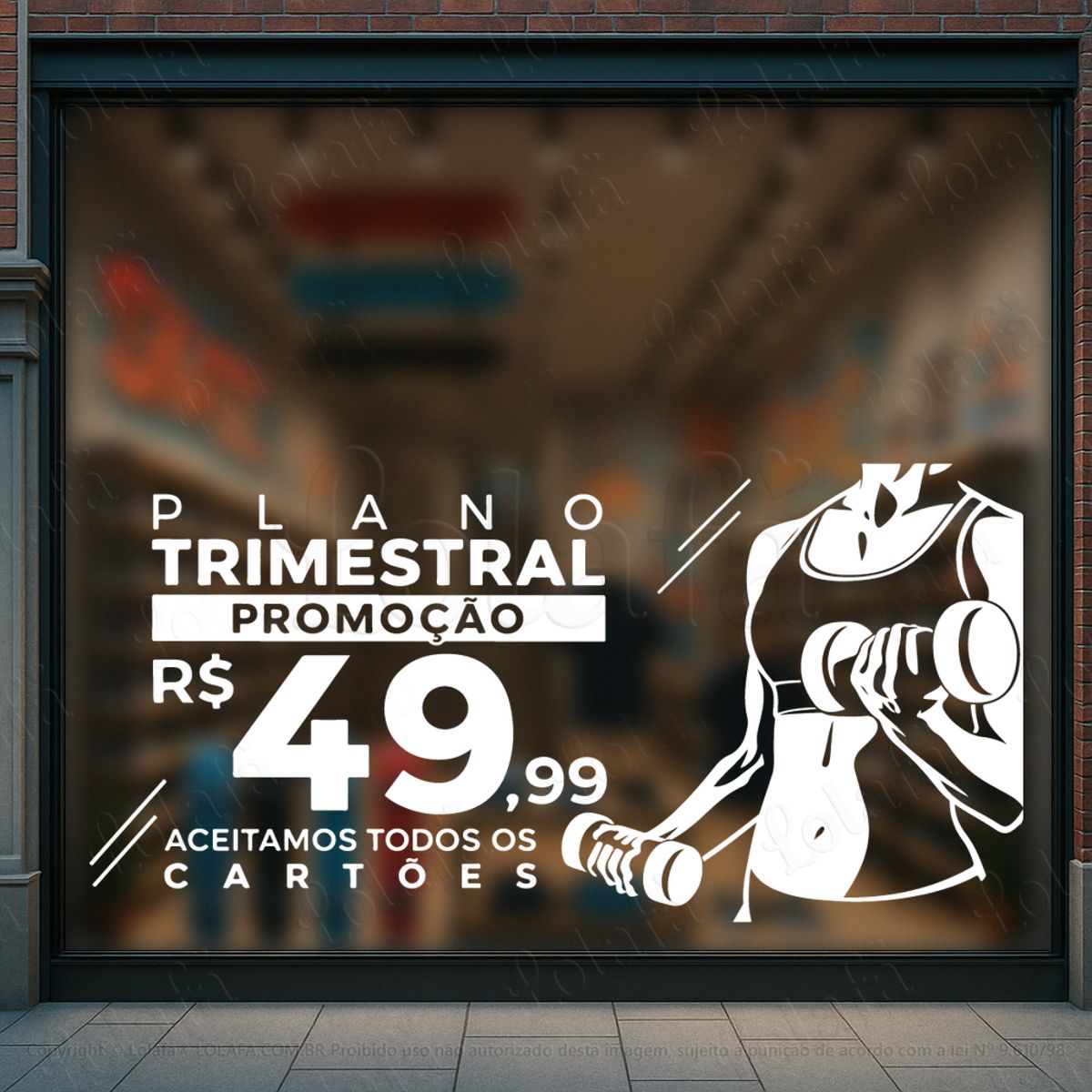 promoção plano trimestral adesivos para vitrine academia mod:1105