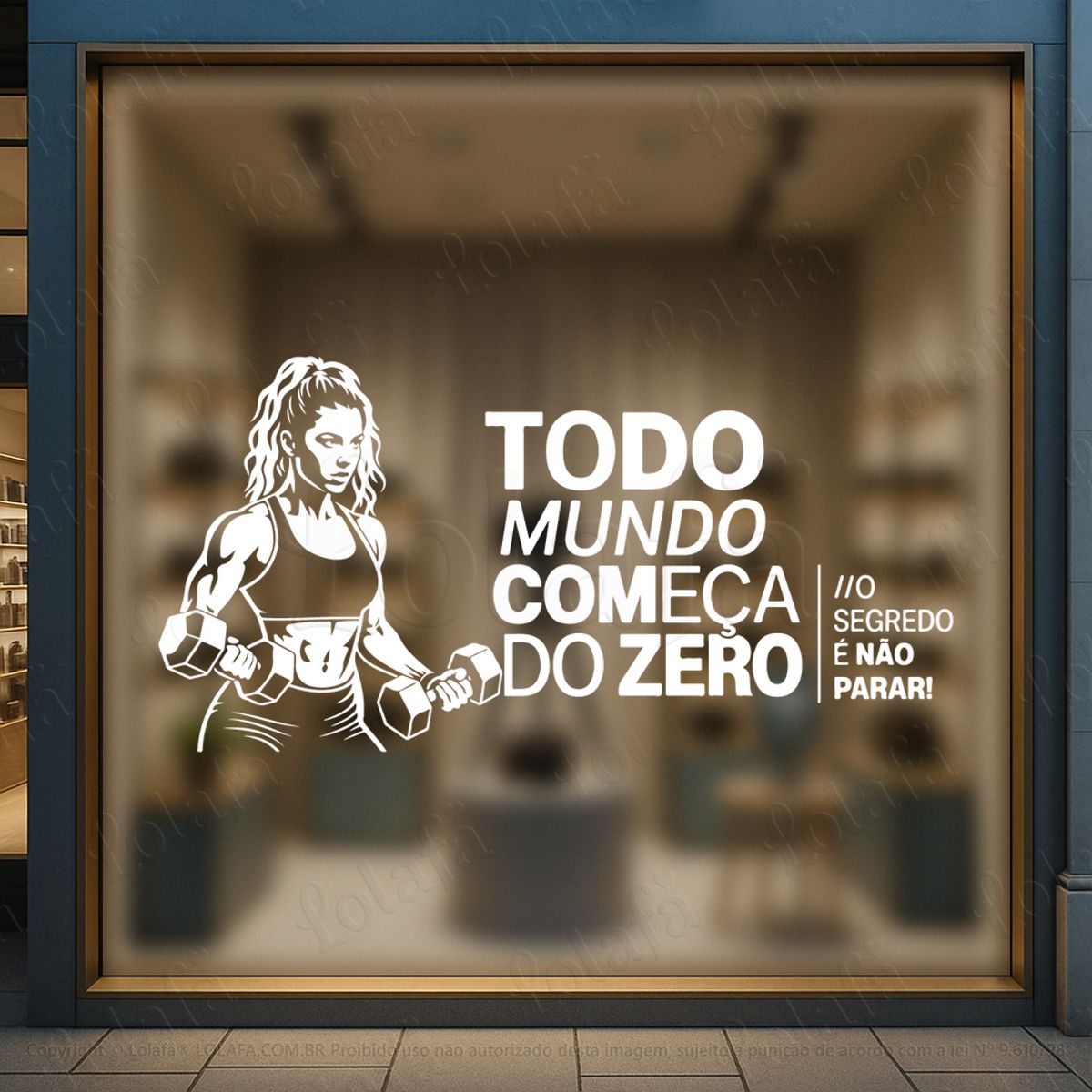 o segredo É não parar adesivos para vitrine academia mod:1109