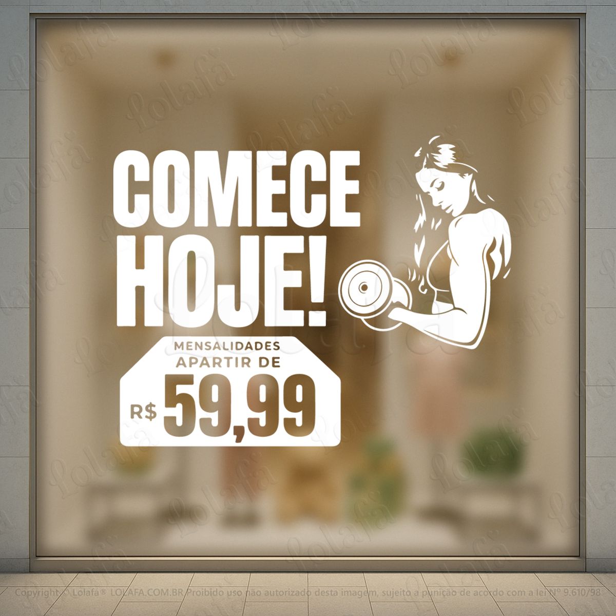 comece hoje adesivos para vitrine academia mod:1116