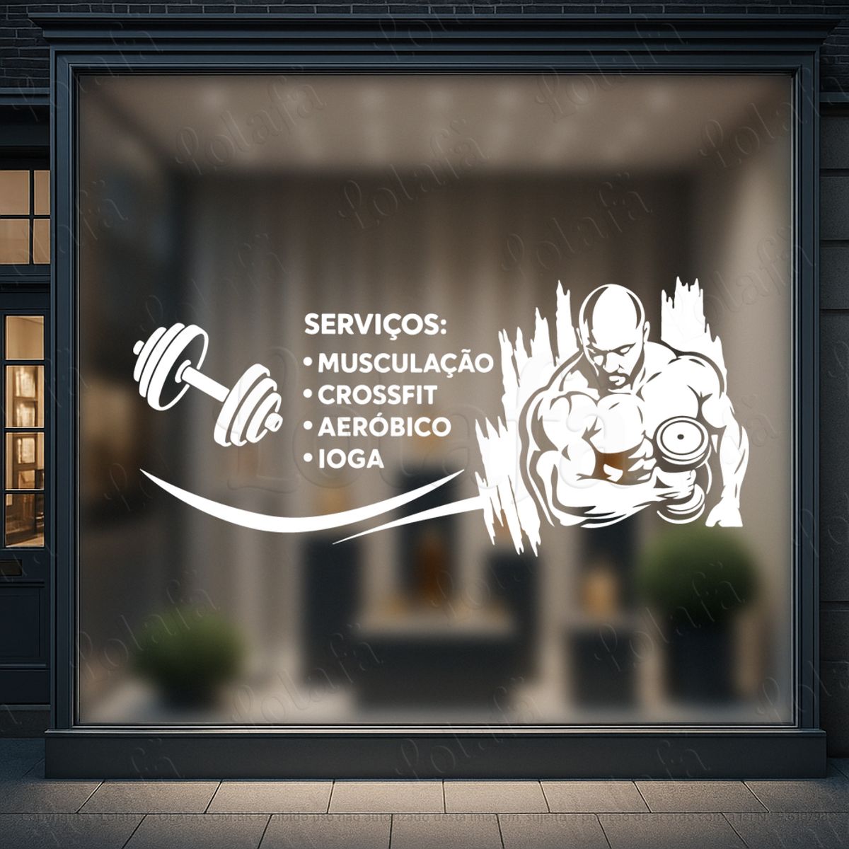 serviços adesivos para vitrine academia mod:1117