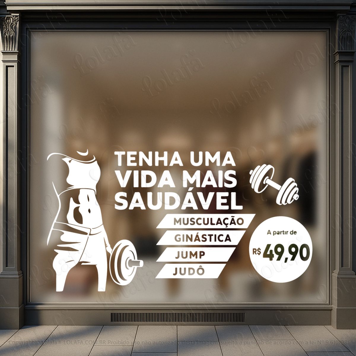 tenha uma vida mais leve adesivos para vitrine academia mod:1120