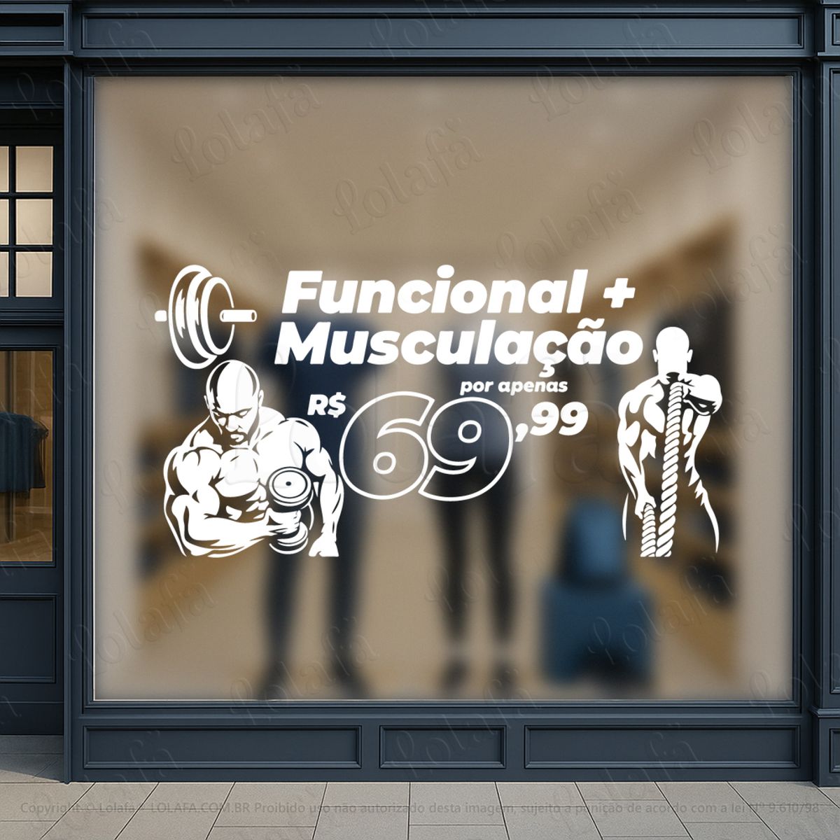 funcional mais musculação adesivos para vitrine academia mod:1121