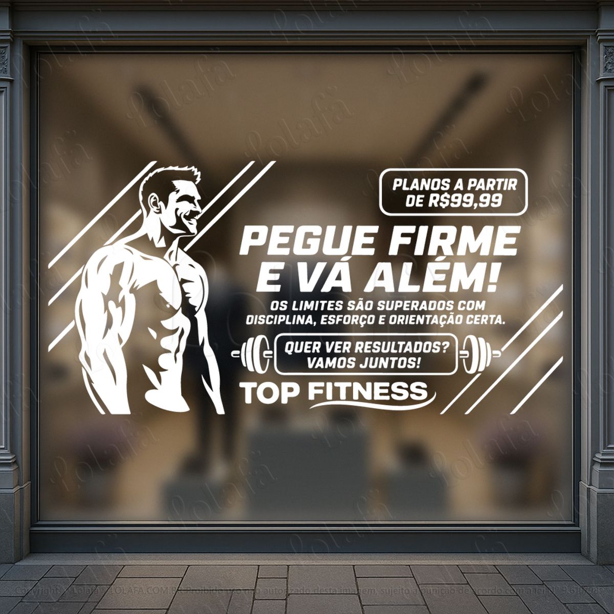 pegue firme vá além adesivos para vitrine academia mod:1122