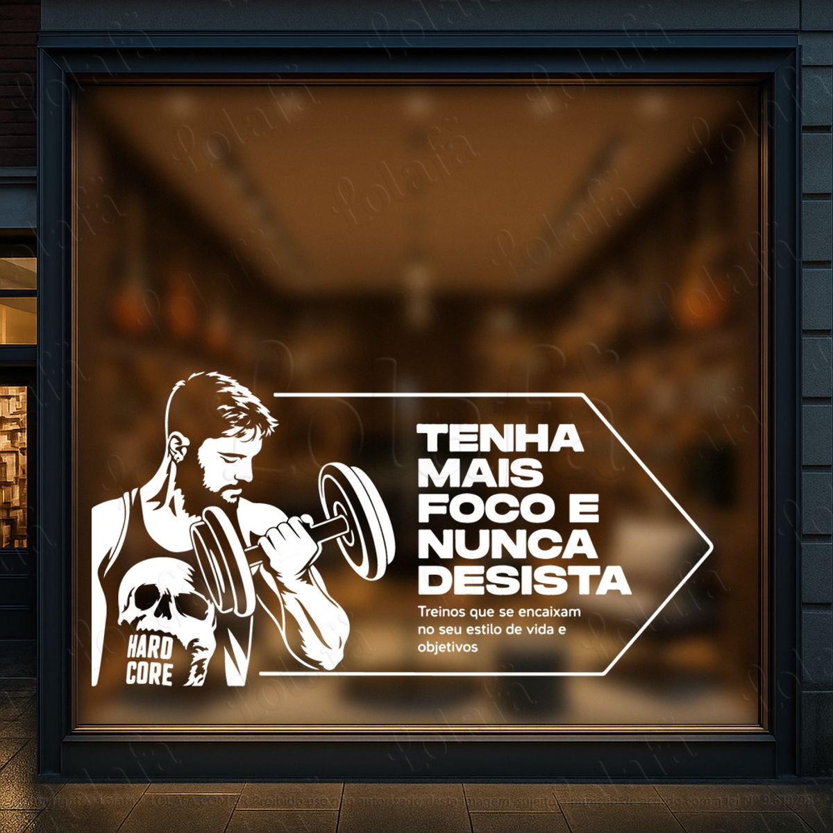 tenha foco nunca desista adesivos para vitrine academia mod:1125