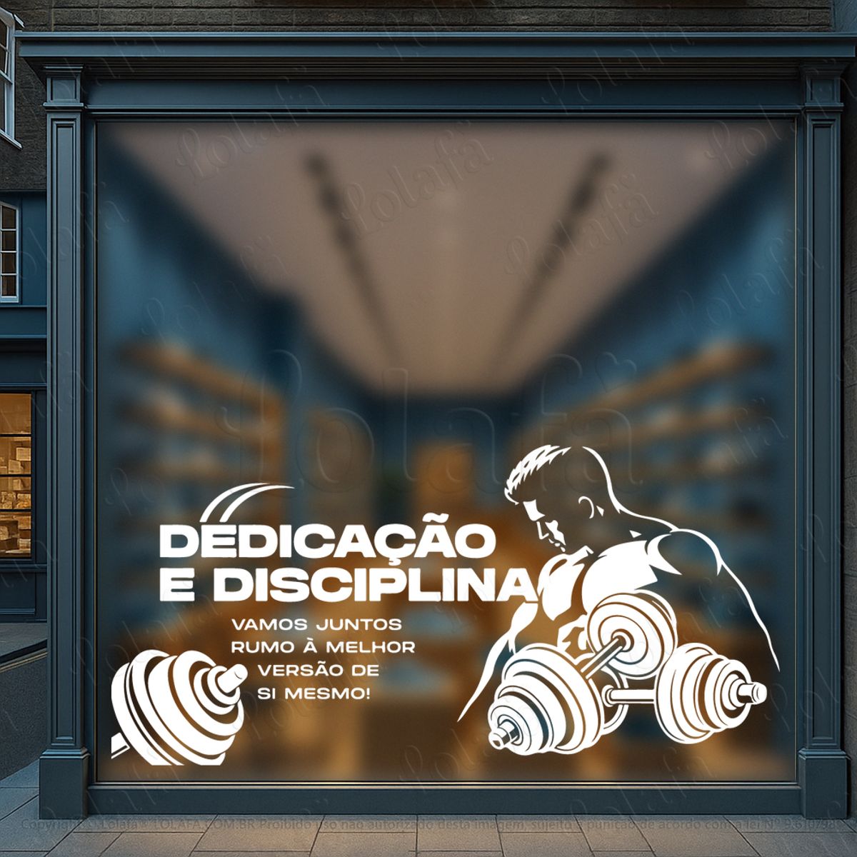 dedicação e disciplina adesivos para vitrine academia mod:1127