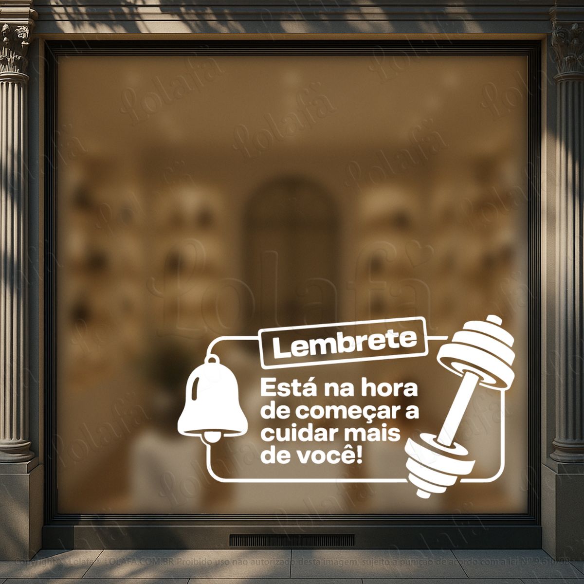 lembrete hora de cuidar de você adesivos para vitrine academia mod:1138