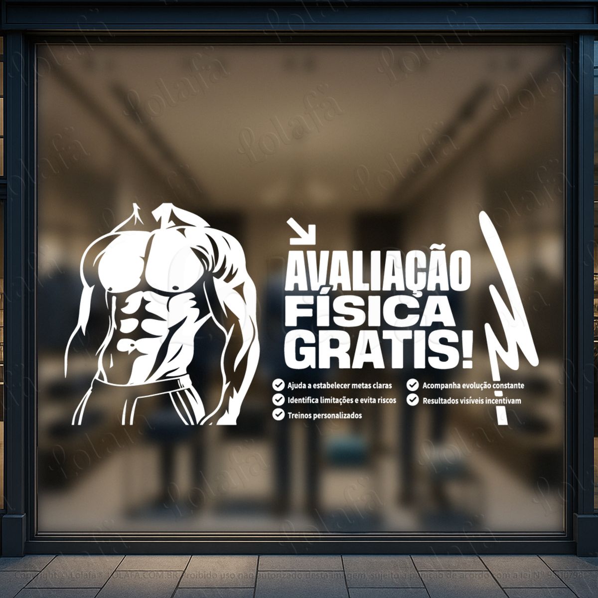 avaliação física grátis adesivos para vitrine academia mod:1139