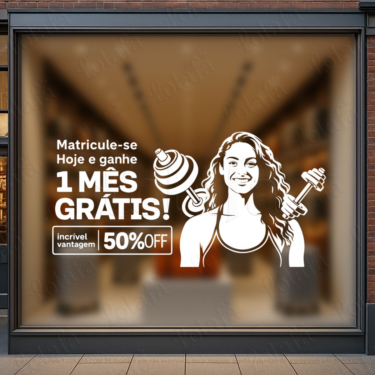 promoção um mês grátis adesivos para vitrine academia mod:1146