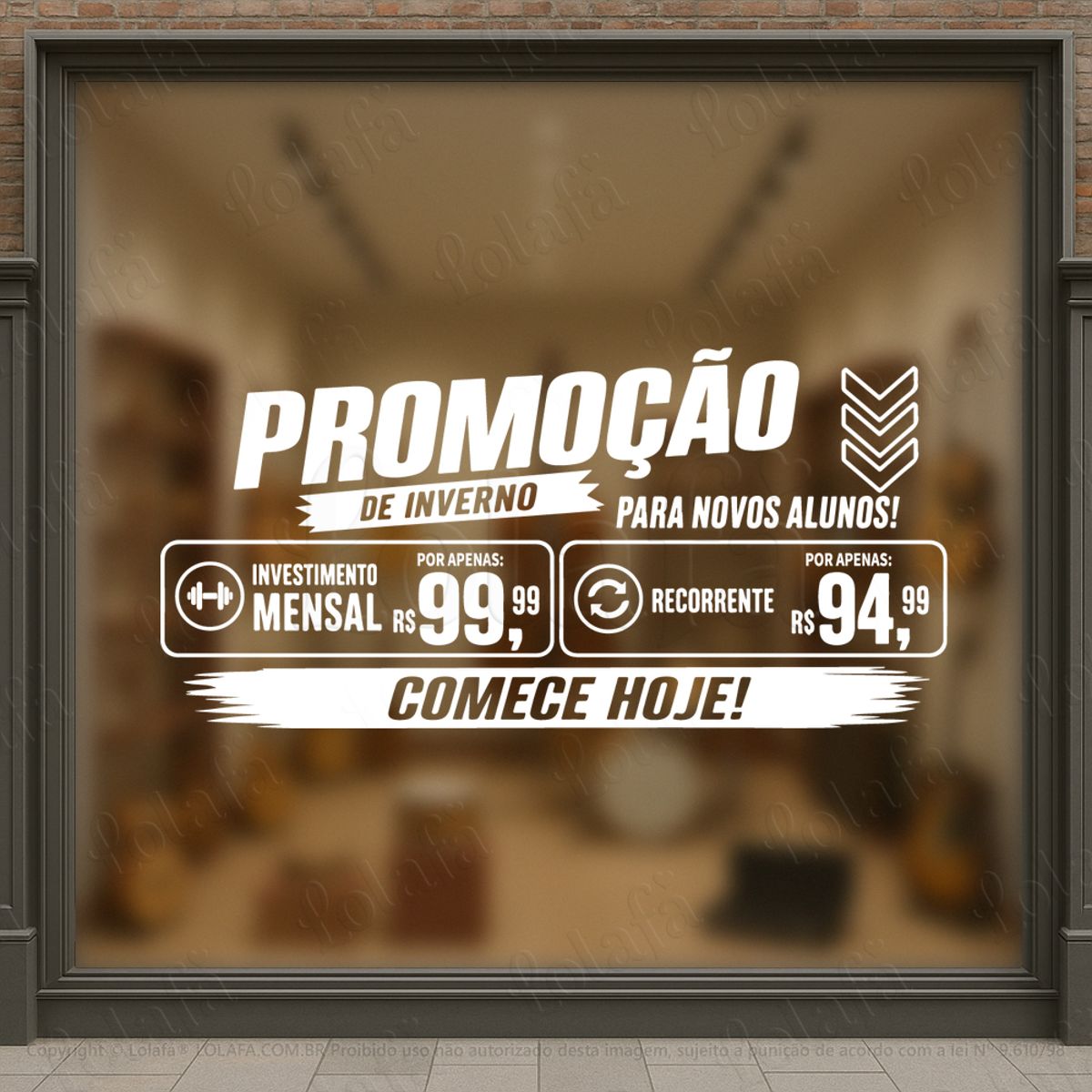 promoção novos alunos adesivos para vitrine academia mod:1149