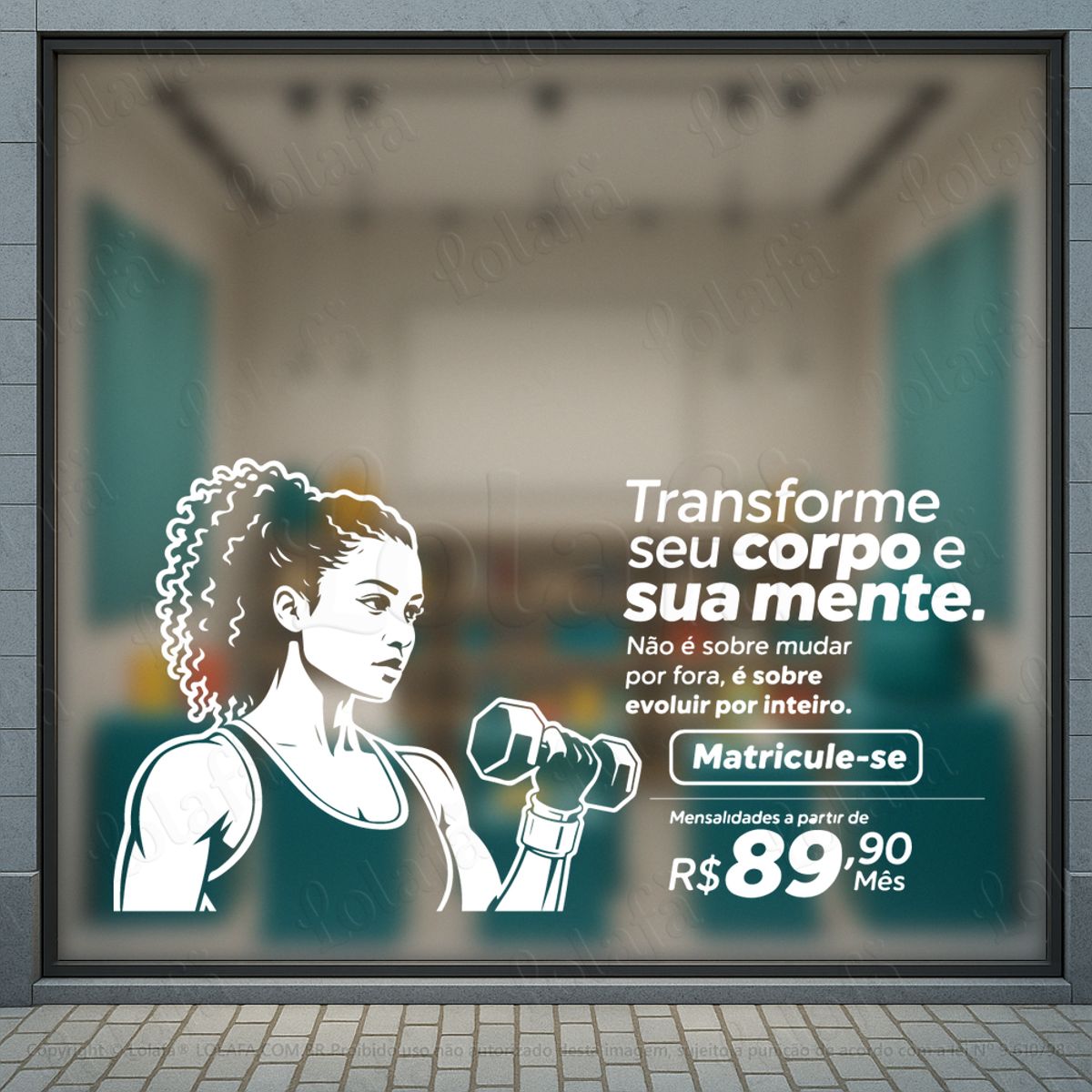 transforme seu corpo e mente adesivos para vitrine academia mod:1151