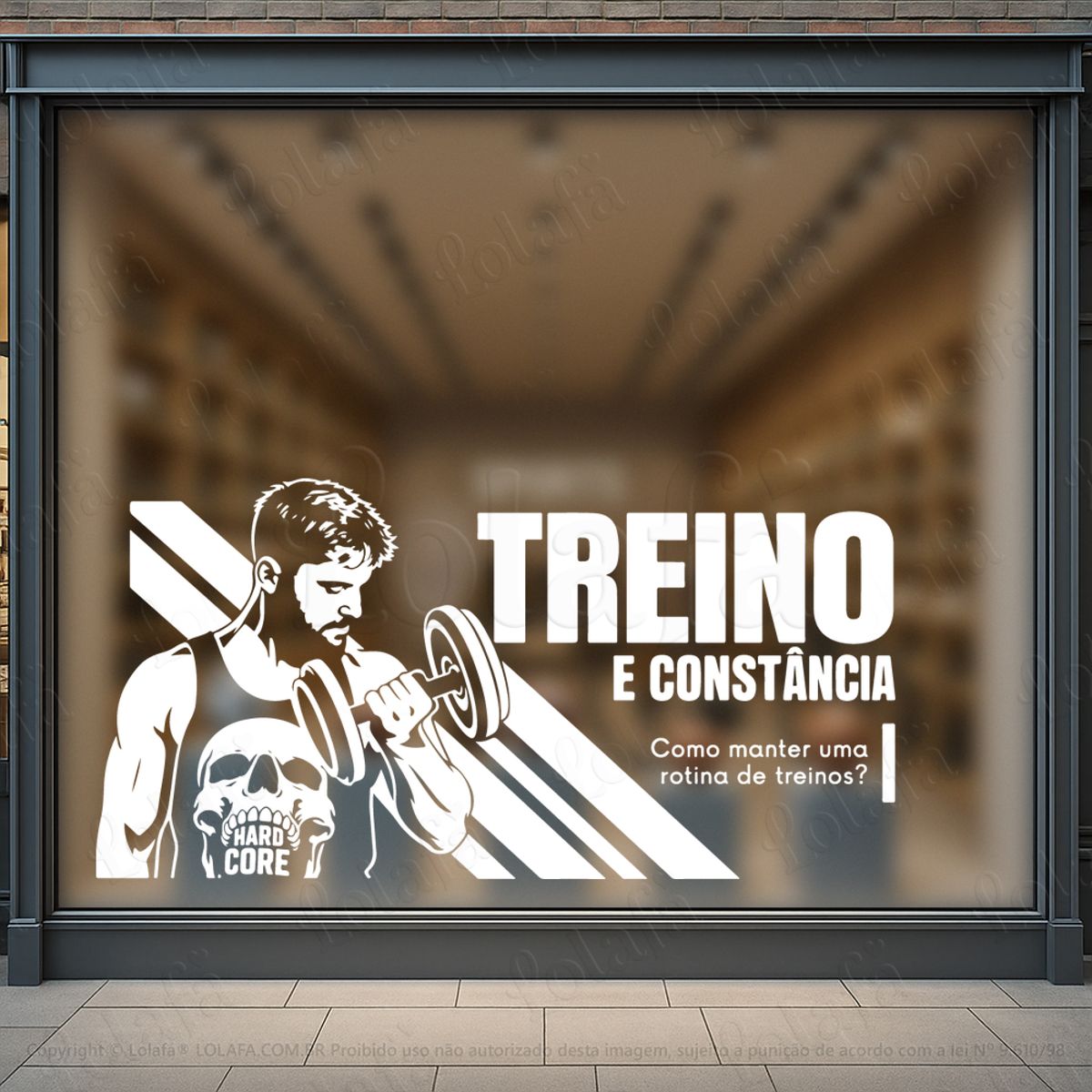 treino e constância adesivos para vitrine academia mod:1163