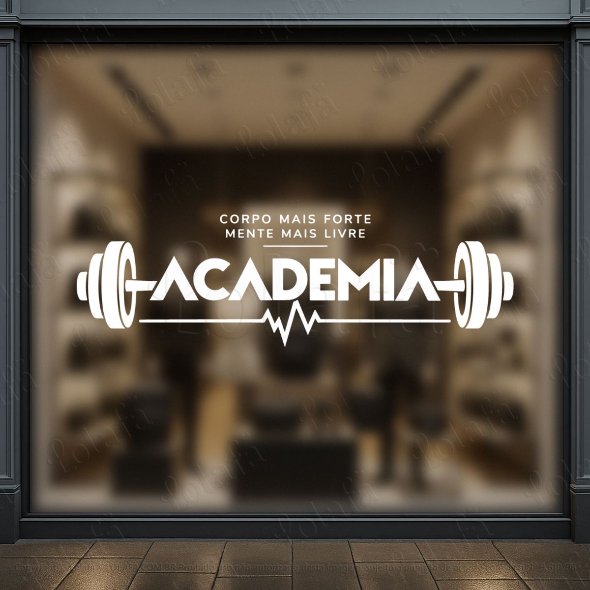 corpo forte mente livre adesivos para vitrine academia mod:1166