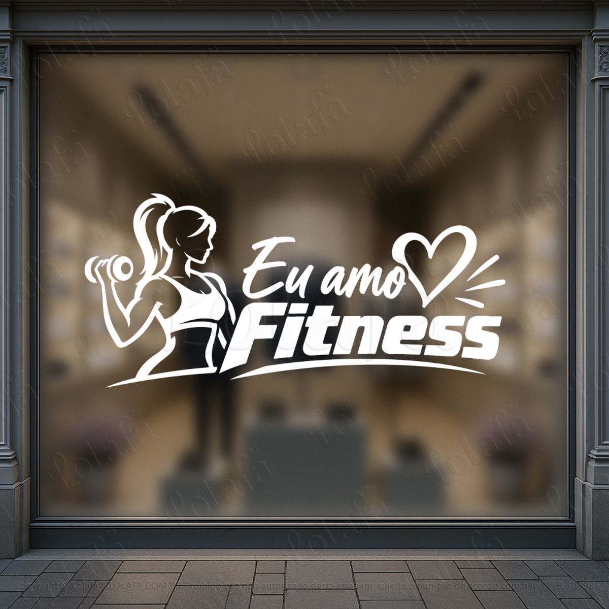 eu amo fitness adesivos para vitrine academia mod:1174