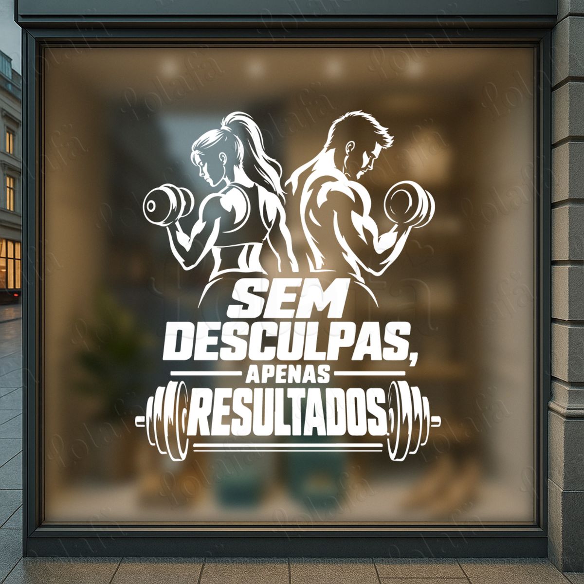 sem desculpas apenas resultados adesivos para vitrine academia mod:1178