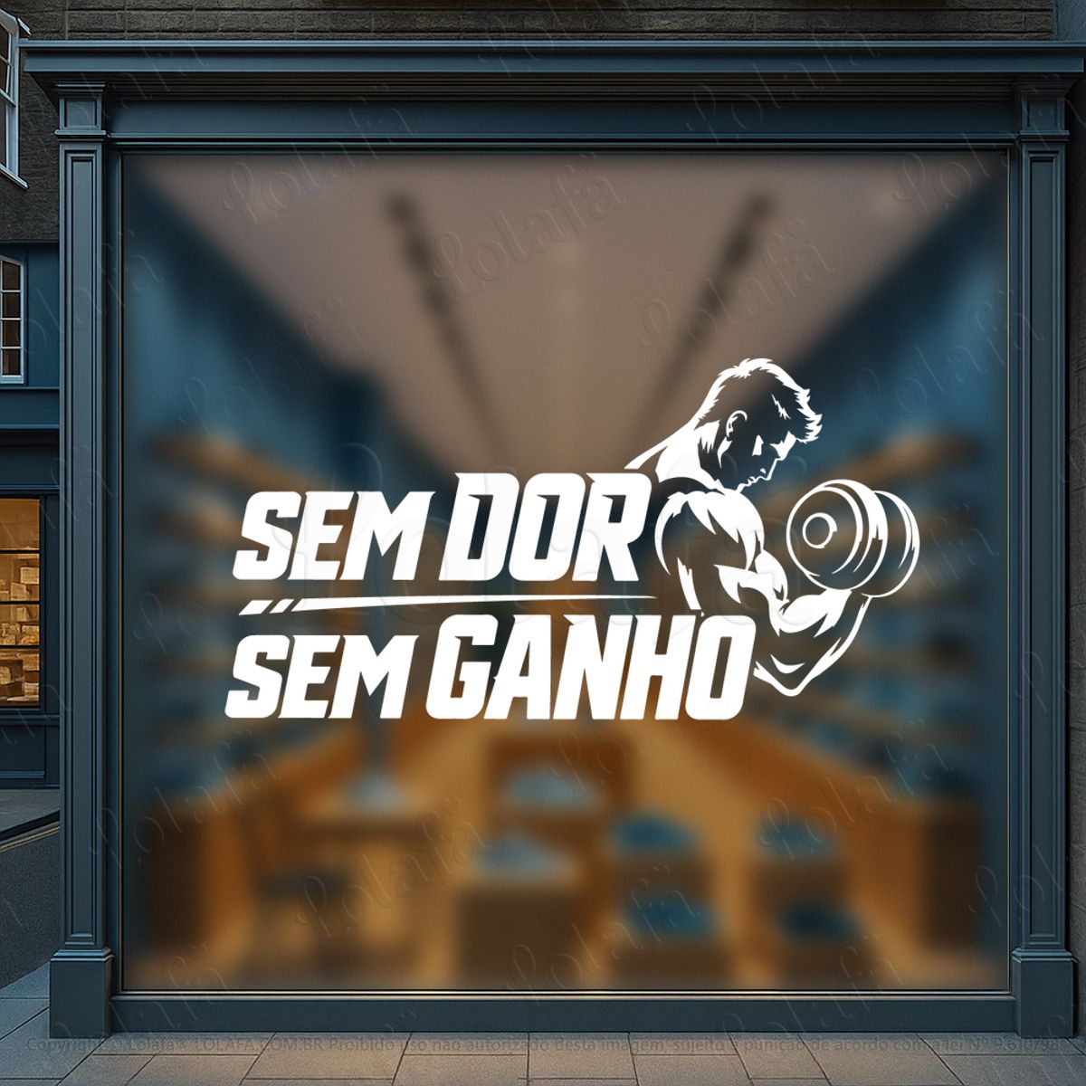 sem dor sem ganho adesivos para vitrine academia mod:1181