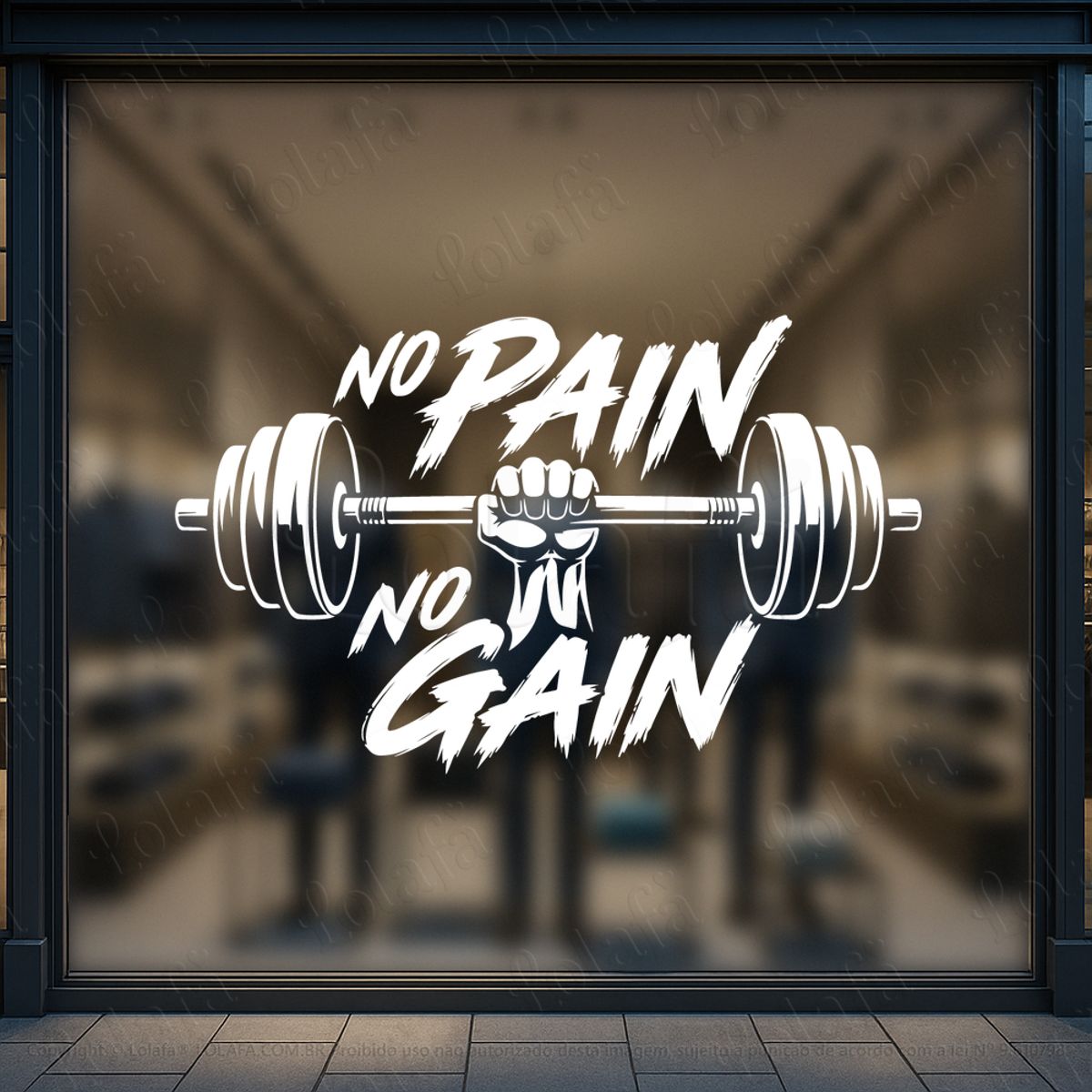 no pain no gain adesivos para vitrine academia mod:1182