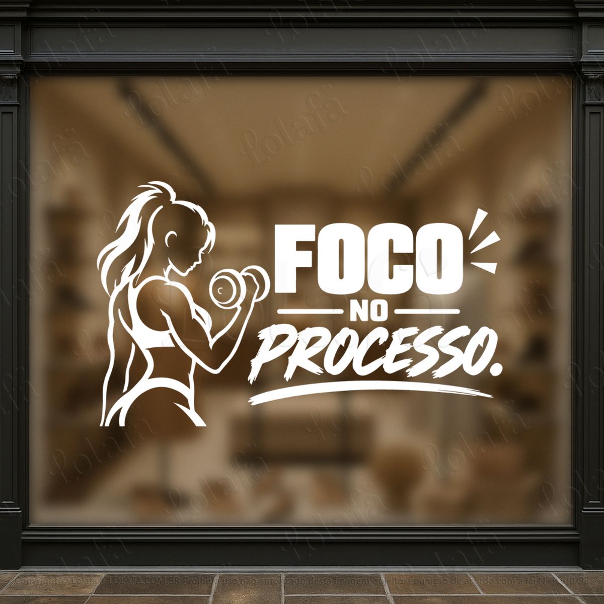 foco no processo adesivos para vitrine academia mod:1196