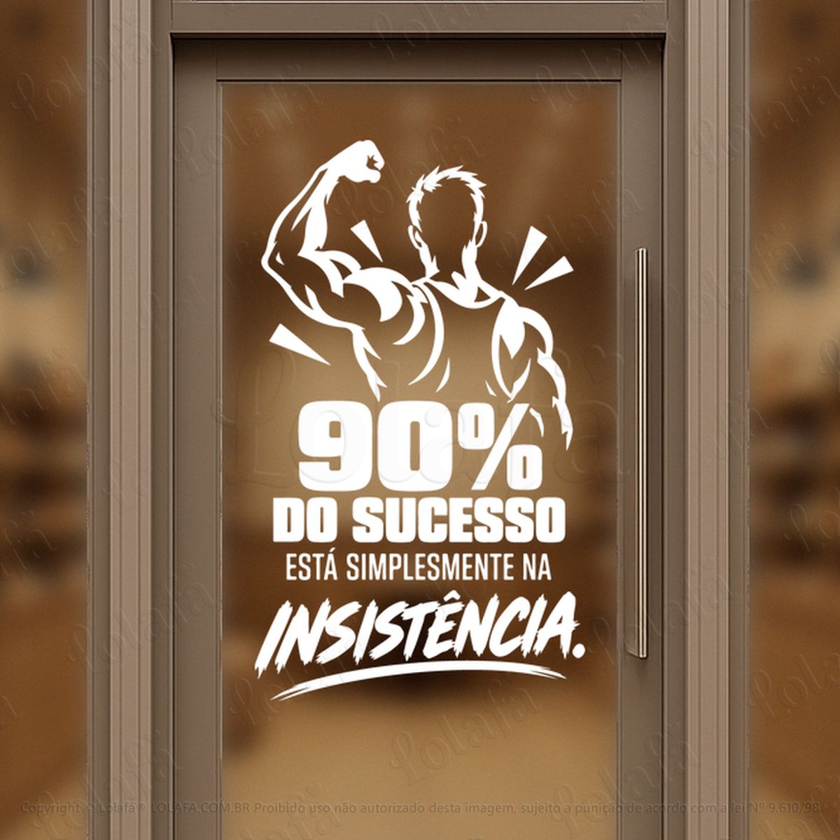 90% do sucesso está na insistência adesivos para vitrine academia mod:1204