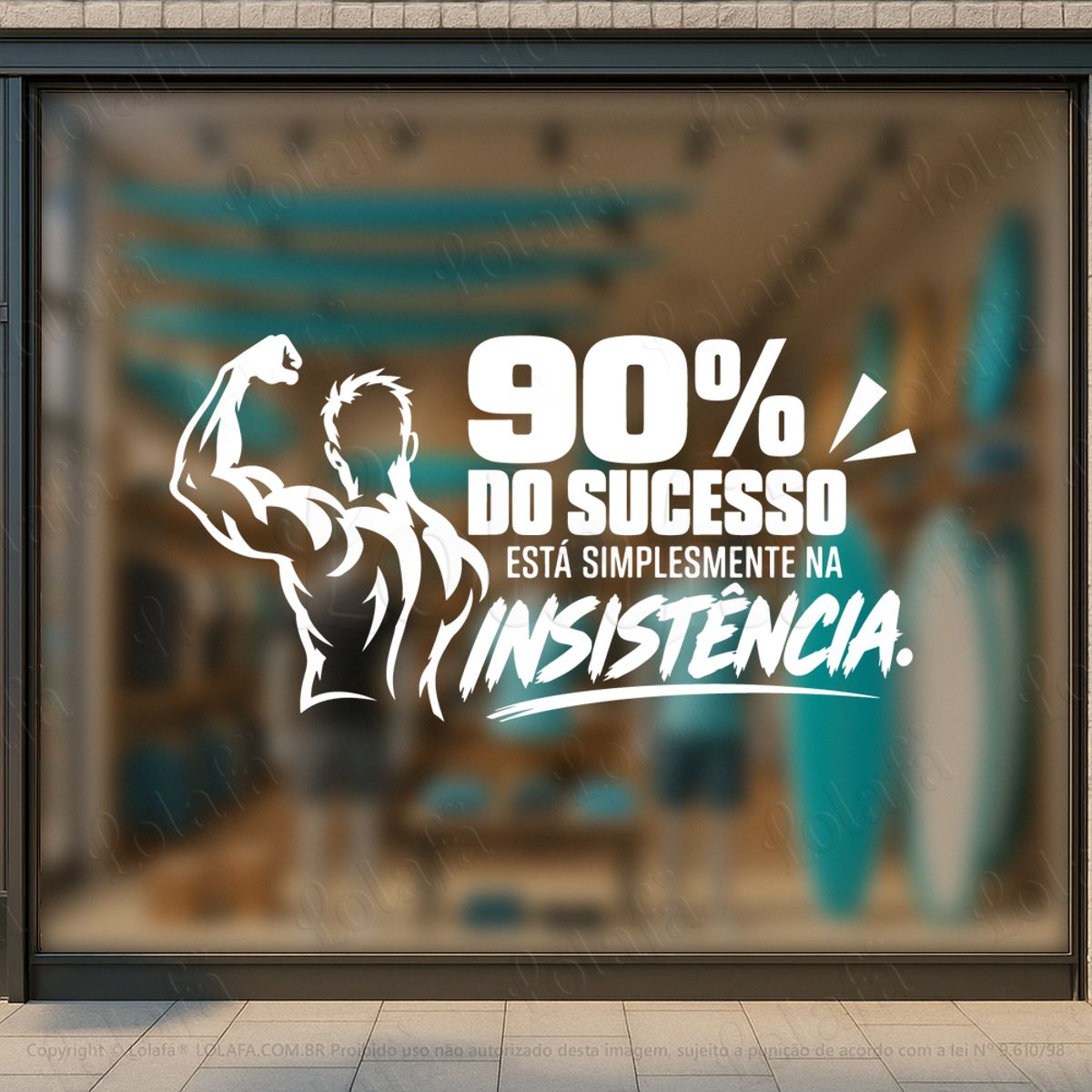 90% do sucesso está na insistência adesivos para vitrine academia mod:1205