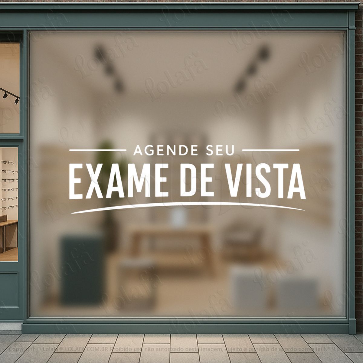 frase agende seu exame de vista adesivos para vitrine Ótica mod:1245