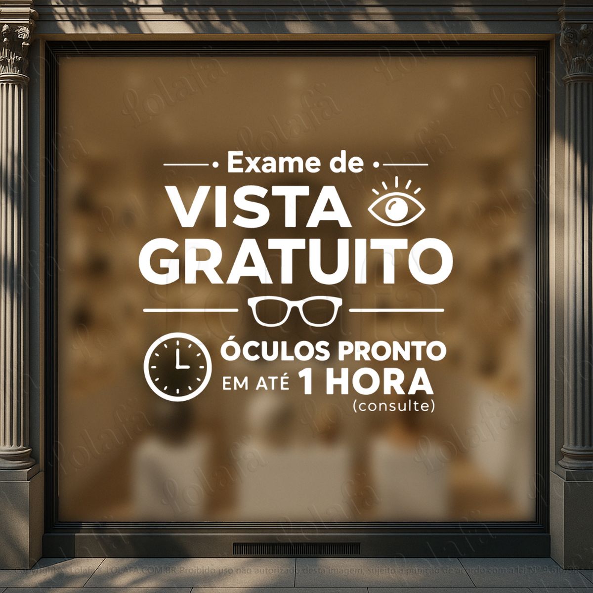 frase exame de vista gratuito adesivos para vitrine Ótica mod:1247