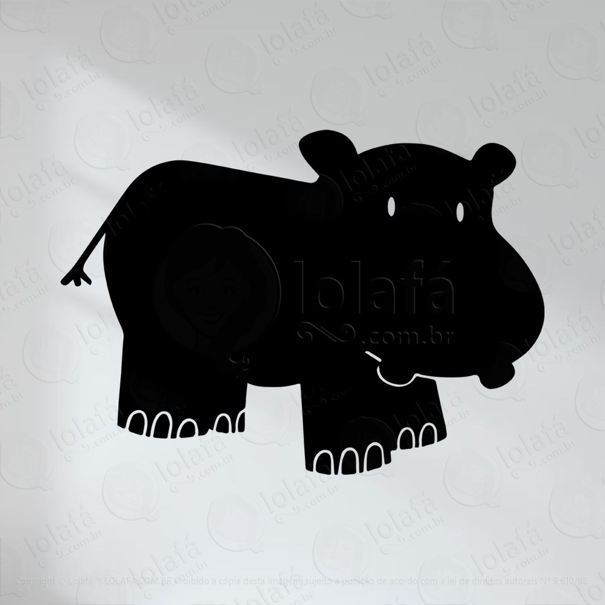 Hipopótamo Adesivo Lousa Quadro Negro de Parede para Escrever com Giz - Mod:69