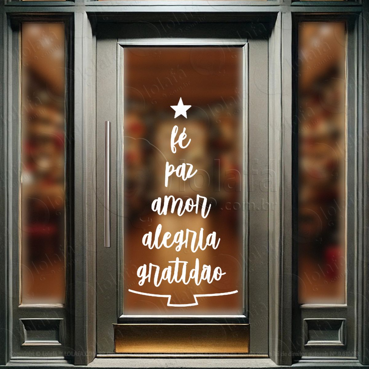Árvore de natal frase fé paz amor adesivos de natal mod:42