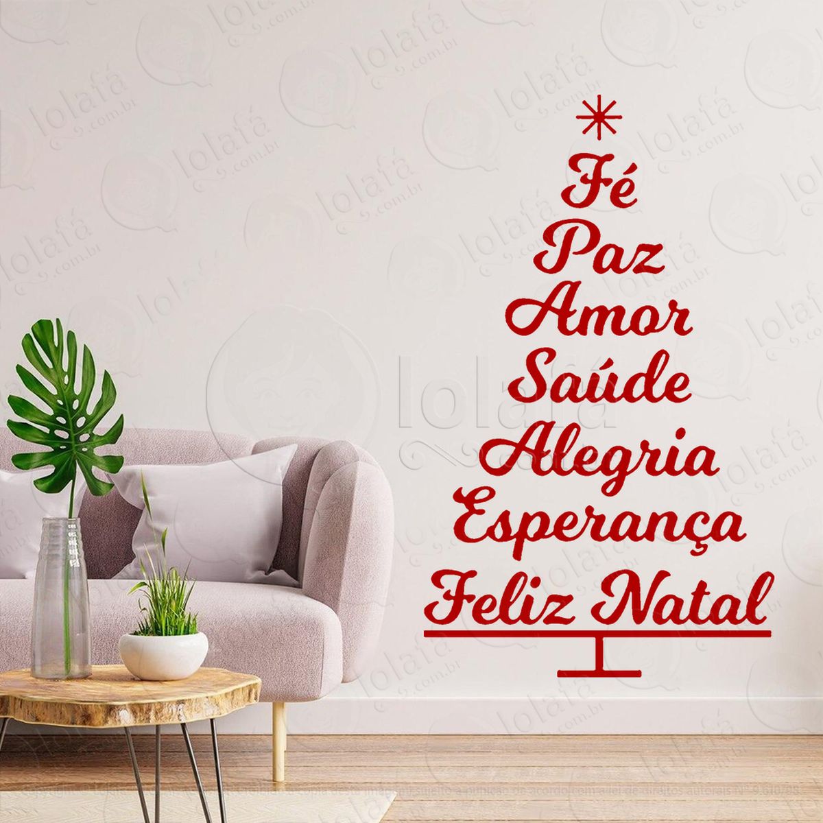 Árvore de natal frase fé paz amor adesivos de natal mod:43