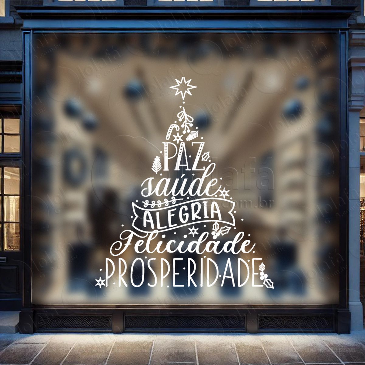 Árvore de natal frase paz saúde adesivos de natal mod:44