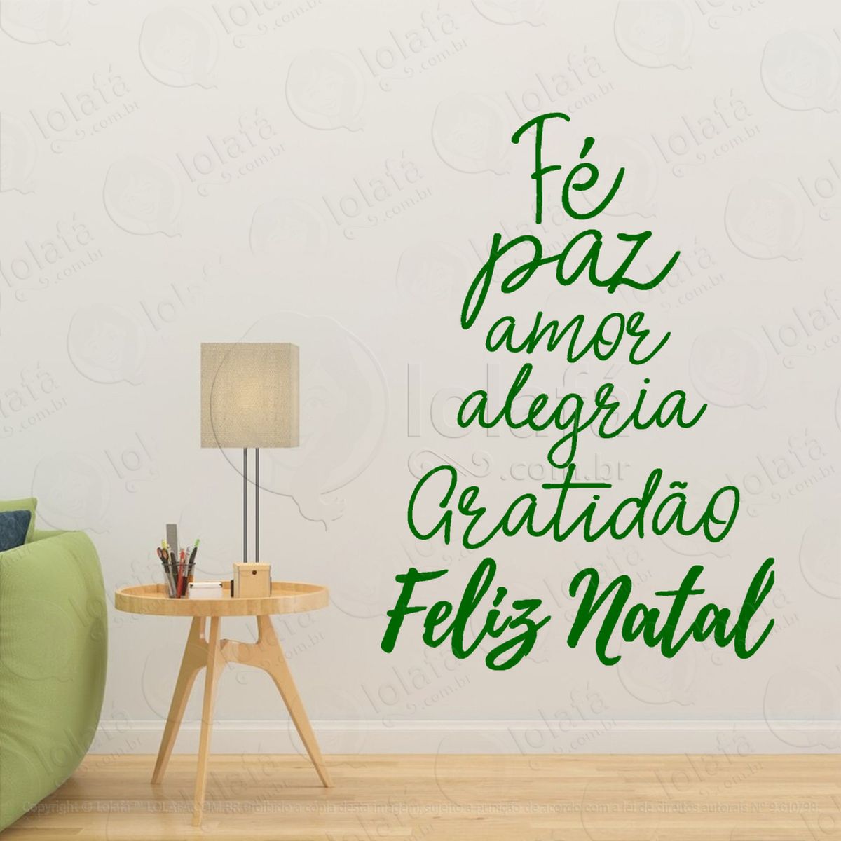 Árvore de natal frase fé paz amor adesivos de natal mod:45