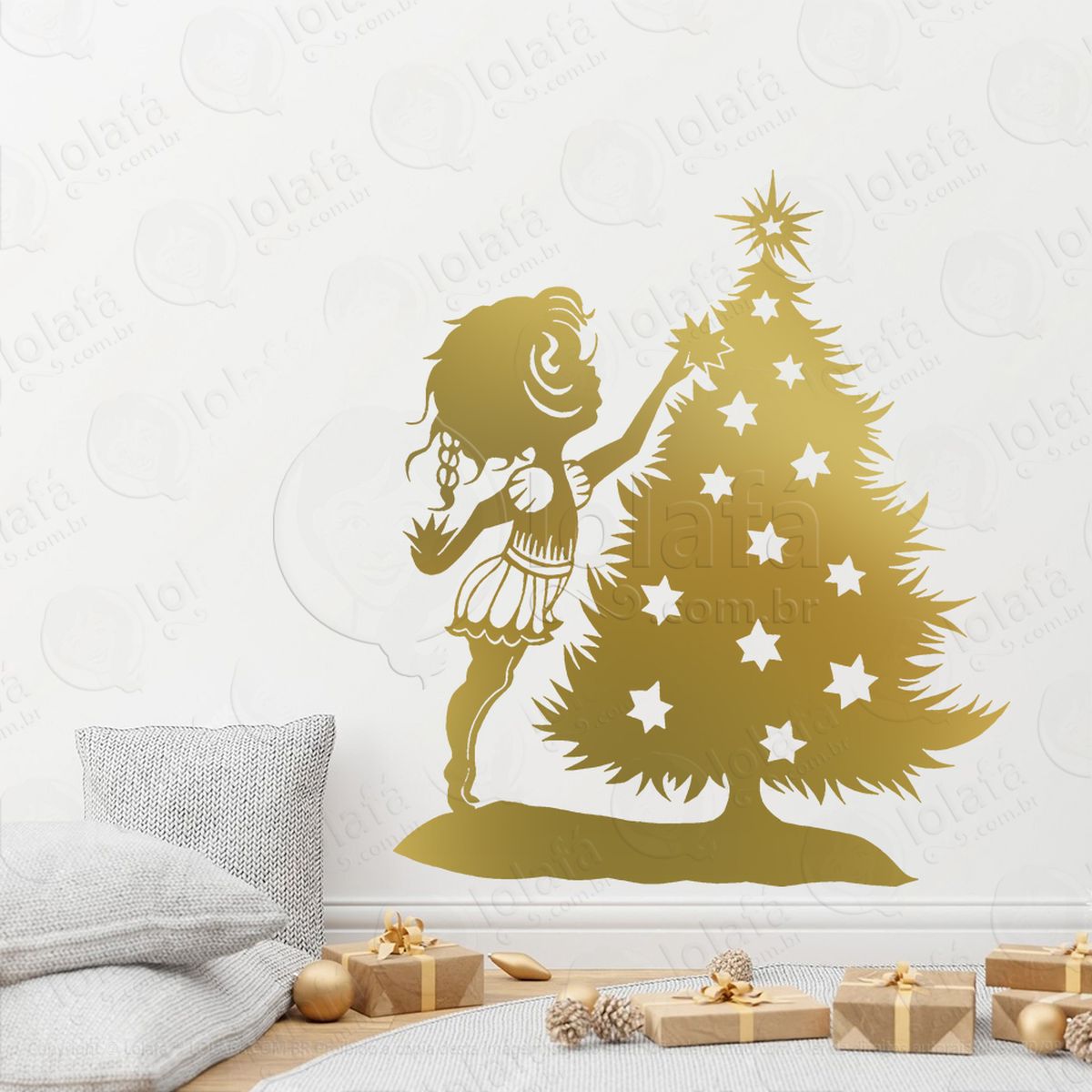 Árvore de natal pinheiro e menina adesivos de natal mod:46