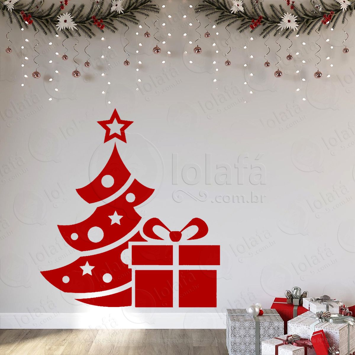 Árvore de natal pinheiro e presente adesivos de natal mod:47