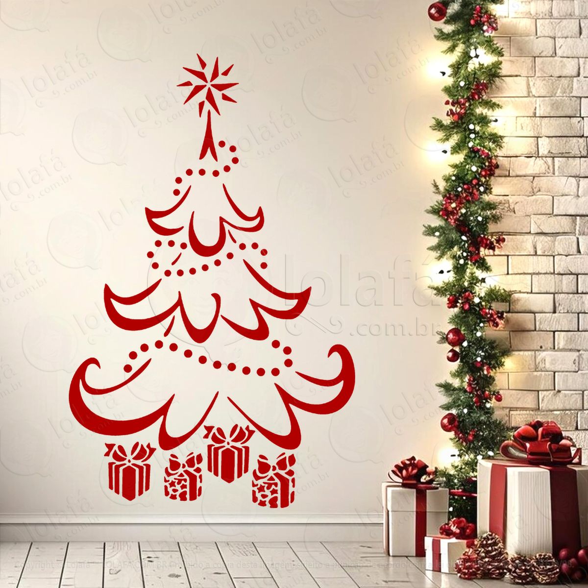 Árvore de natal pinheiro e presente adesivos de natal mod:50