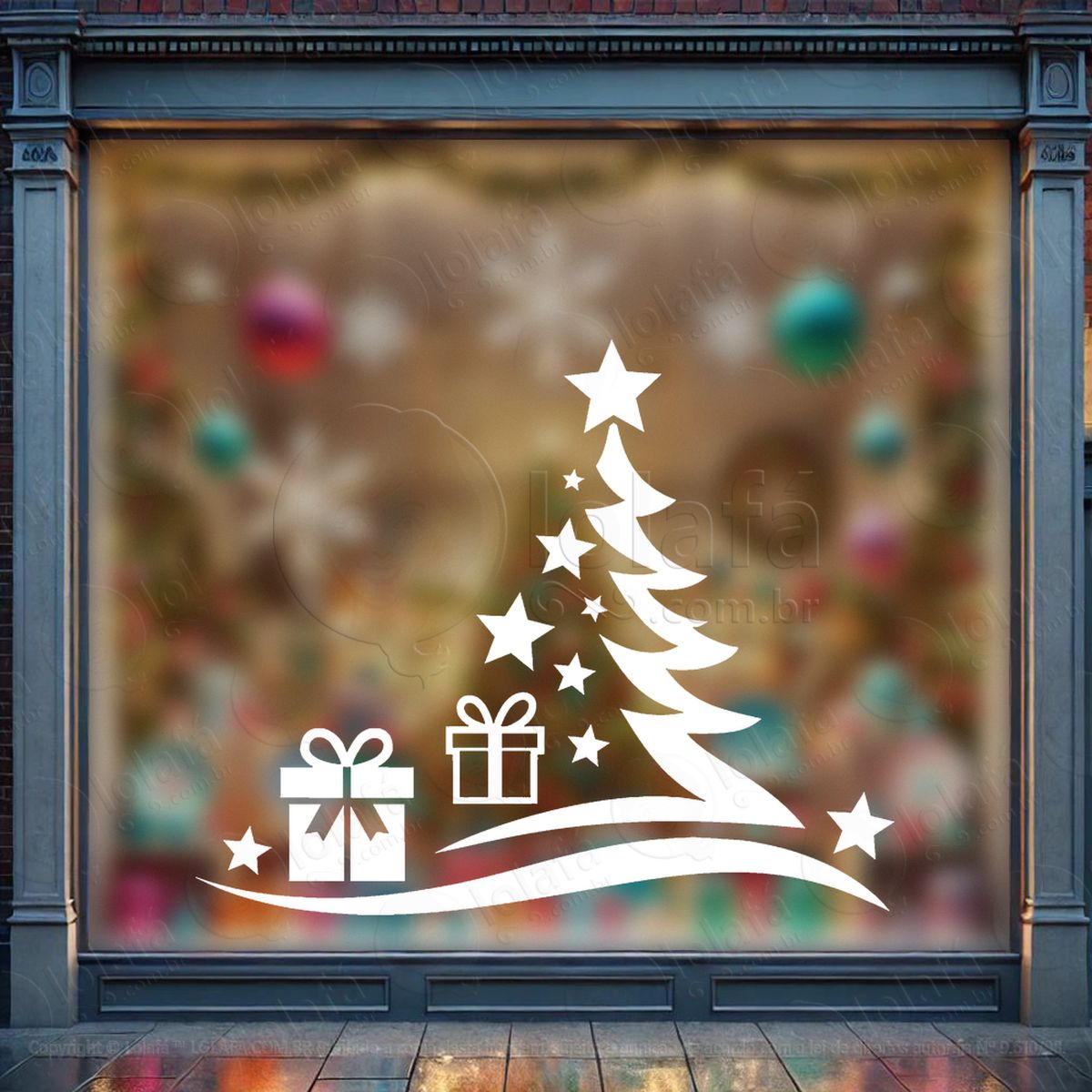 Árvore de natal pinheiro e presente adesivos de natal mod:53