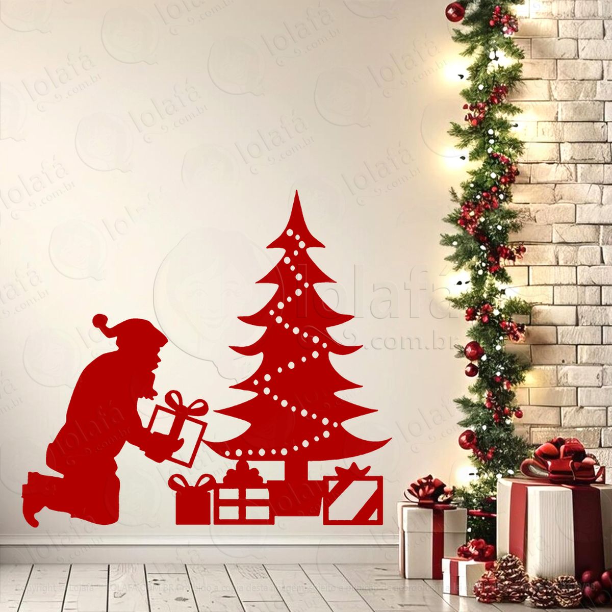 Árvore de natal e papai noel adesivos de natal mod:57