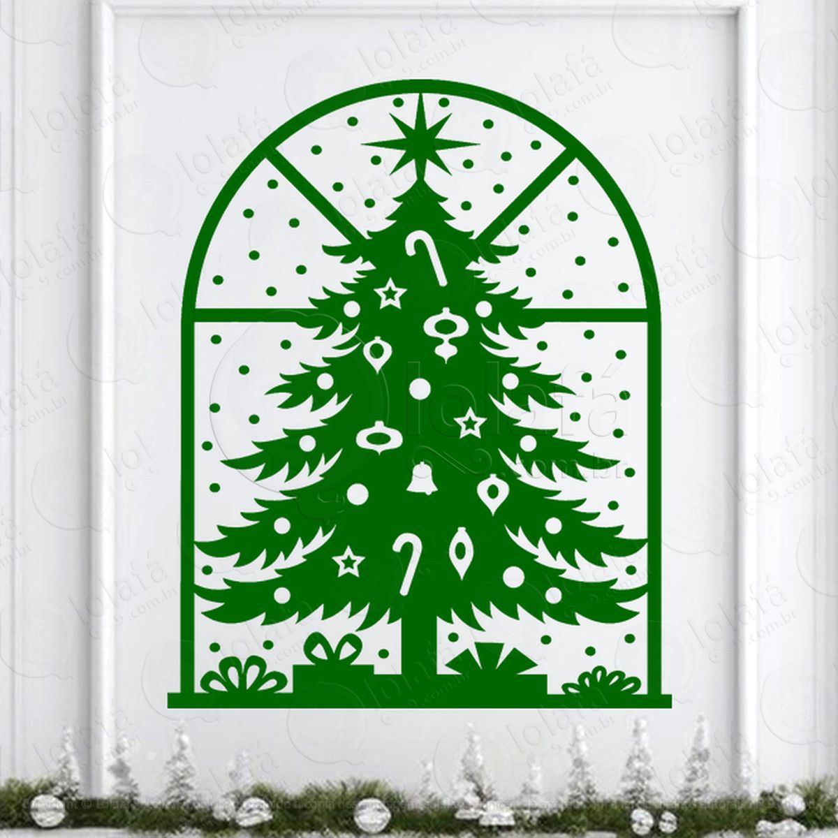 Árvore de natal pinheiro na janela adesivos de natal mod:58