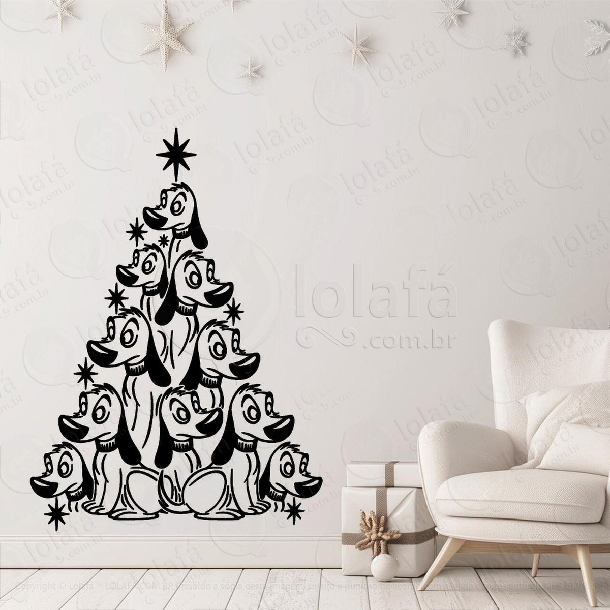 Árvore de Natal de Cachorros Pet Adesivos De Natal Mod:64