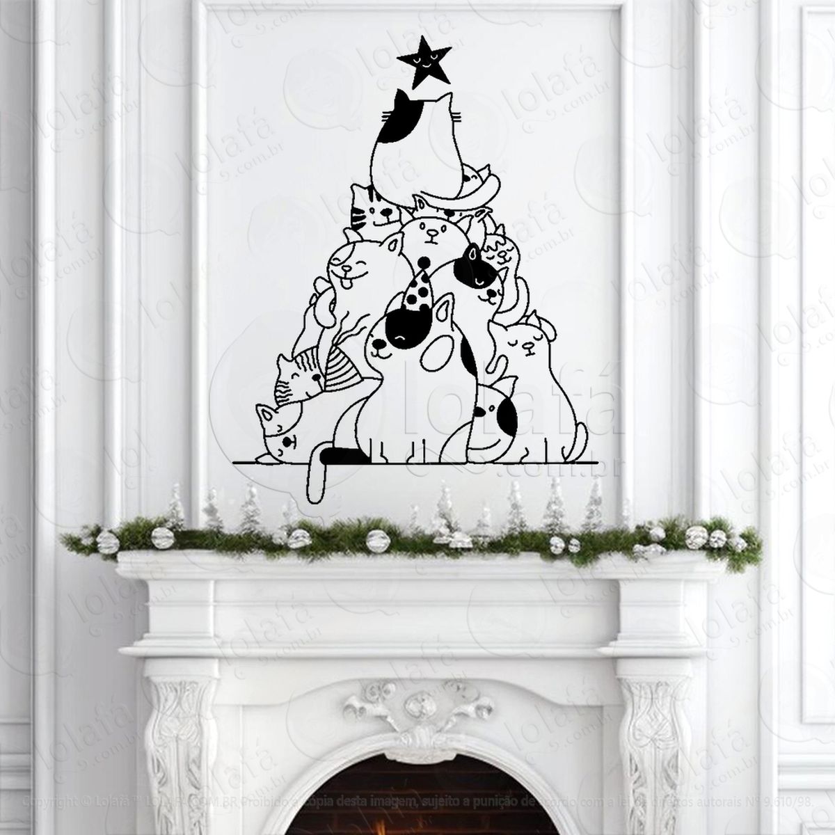 Árvore de natal de gatos pet adesivos de natal mod:66