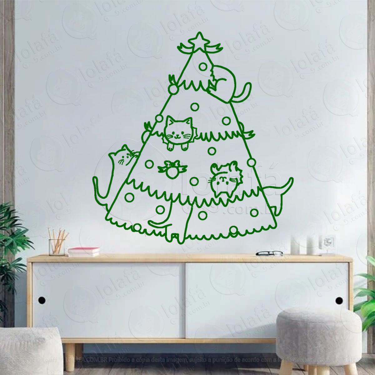 Árvore de natal e gatos pet adesivos de natal mod:68